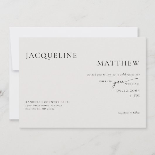 Hedendaagse voor altijd beige QR code bruiloft Kaart (Voorkant)