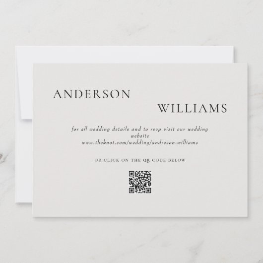 Hedendaagse voor altijd beige QR code bruiloft Kaart (Achterkant)