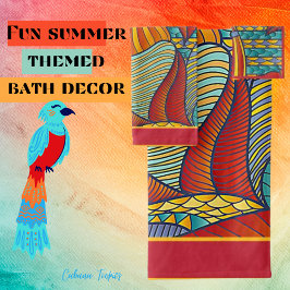 hedendaagse vormen Blauwgroen, Oranje, geel Bad Handdoek