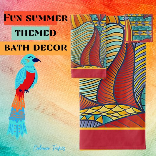 hedendaagse vormen Blauwgroen, Oranje, geel Bad Handdoek