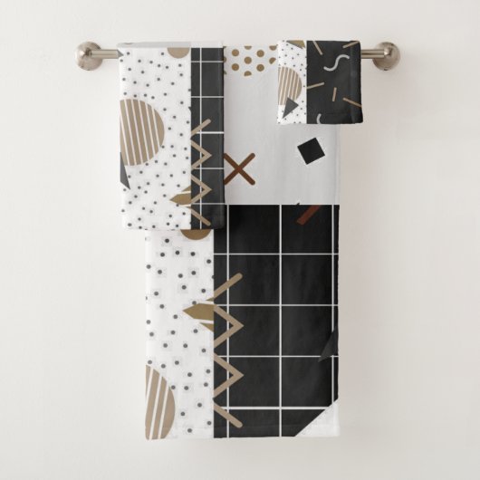 hedendaagse vormen zwart, crème, grijs, bruin bad handdoek (Insitu)