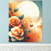 Hedendaagse warme bloemen canvas afdruk (Insitu (Houten vloer))