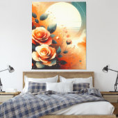 Hedendaagse warme bloemen canvas afdruk (Insitu (Slaapkamer))