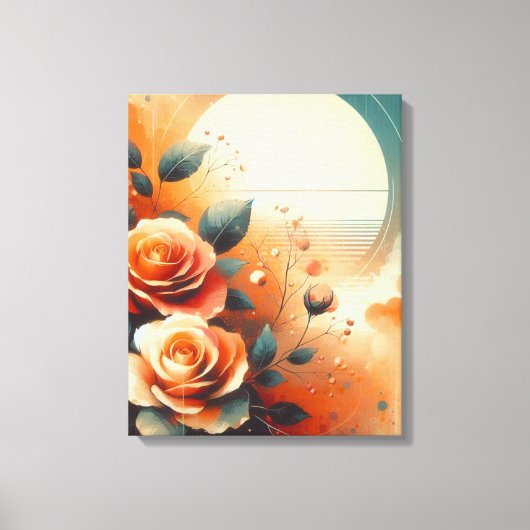 Hedendaagse warme bloemen canvas afdruk (Voorkant)