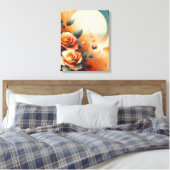 Hedendaagse warme bloemen canvas afdruk (Insitu (Slaapkamer))