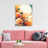 Hedendaagse warme bloemen canvas afdruk (Insitu (Woonkamer))