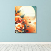 Hedendaagse warme bloemen canvas afdruk (Insitu (Houten vloer))
