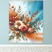 Hedendaagse warme bloemen canvas afdruk (Insitu (Houten vloer))