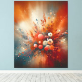 Hedendaagse warme bloemen canvas afdruk (Insitu (Houten vloer))