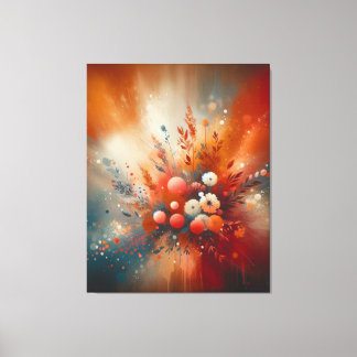 Hedendaagse warme bloemen canvas afdruk