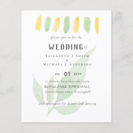 Hedendaagse Waterverf Blad HUWELIJK Uitnodiging