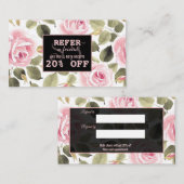 Hedendaagse Waterverf Bloem Roze Gouden Grimeur Aanbevelingskaartje (Voorkant / Achterkant)