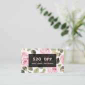 Hedendaagse Waterverf Bloem Roze Gouden Grimeur Kortingskaartje (Staand voorkant)