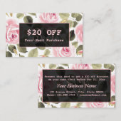 Hedendaagse Waterverf Bloem Roze Gouden Grimeur Kortingskaartje (Voorkant / Achterkant)