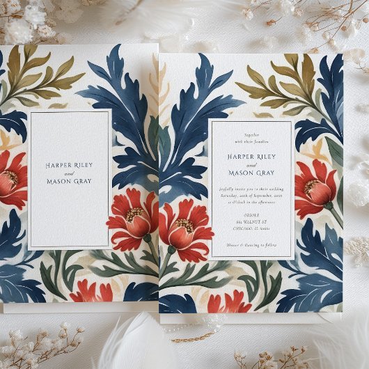 Hedendaagse Waterverf Bloemen Trouwuitnodiging Kaart