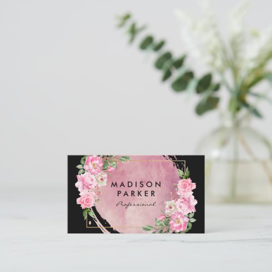 hedendaagse Waterverf | Elegant Flowers Visitekaartje (Staand voorkant)