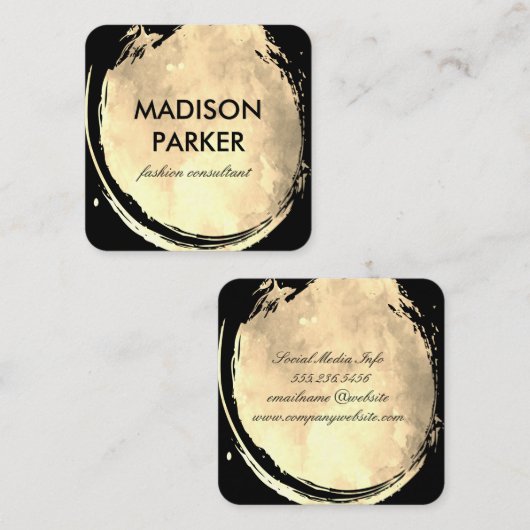 Hedendaagse Waterverf Goud Geborsteld Vierkante Visitekaartje (Voorkant / Achterkant)
