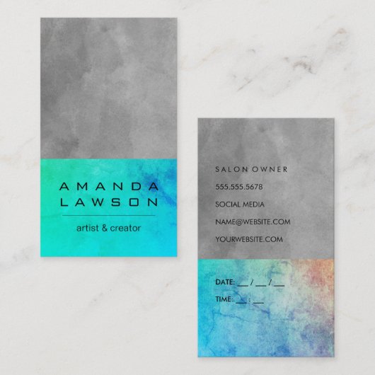 Hedendaagse Waterverf Grunge (afspraak) Afsprakenkaartje (Voorkant / Achterkant)