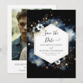 Hedendaagse Waterverf hemelse bruiloft Save The Date (Voorkant / Achterkant)