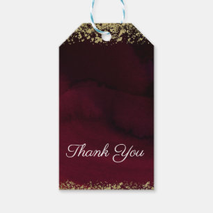 Hedendaagse waterverf Stemming Maroon & Goud Bruil Cadeaulabel