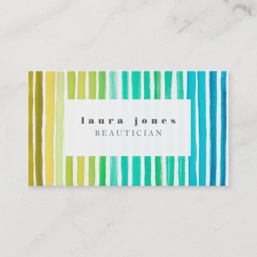 Hedendaagse Waterverf Stripes Mode Stylist Visitekaartje (Voorkant)