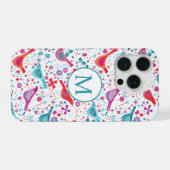 Hedendaagse Waterverf Vogels en Bloemen Monogram iPhone Hoesje (Achterkant horizontaal)