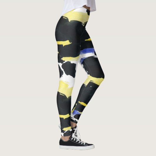Hedendaagse Waterverven Penseelstreekpatroon Leggings (Rechts)