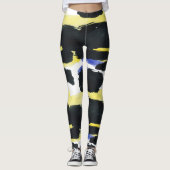 Hedendaagse Waterverven Penseelstreekpatroon Leggings (Voorkant)
