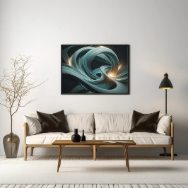 Hedendaagse Wavy Vormen Seaform, Blauw, Grijs Poster