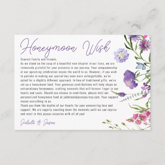 Hedendaagse Weide Bloemen Wensput Informatiekaartje (Voorkant)