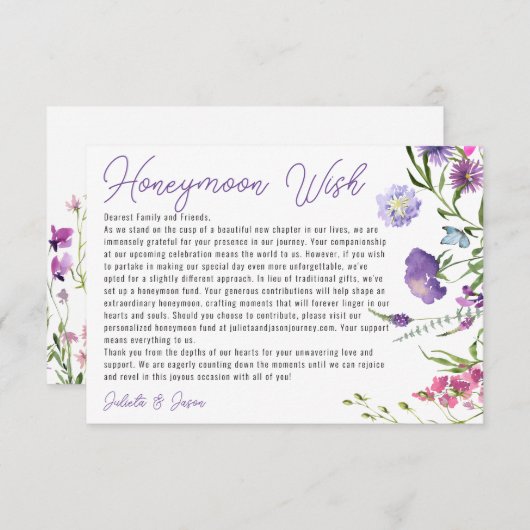 Hedendaagse weide Wildbloemen die goed wensen Informatiekaartje (Voorkant / Achterkant)