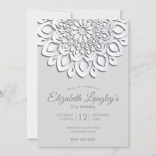 Hedendaagse whitepaper Cut Mandala Verjaardag Kaart (Voorkant)