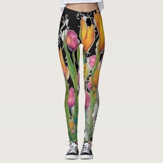 Hedendaagse wilde bloemen Leggings (Voorkant)