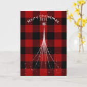 Hedendaagse witte kerststerboom op ruitpatroon kaart (Gele Bloem)