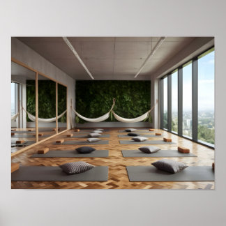 Hedendaagse Yoga Studio Design met Parketvloer Poster