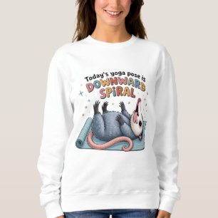 Hedendaagse yogahouding is neerwaartse opossum gra trui