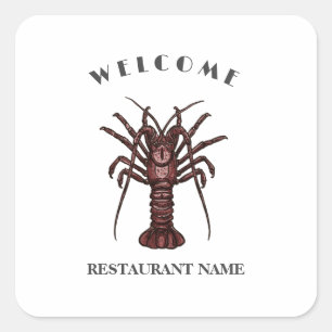 Hedendaagse zeevruchten welkom Lobster Restaurant Vierkante Sticker
