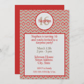 Hedendaagse Zig Zag rood wit en tan verjaardag Kaart (Voorkant / Achterkant)