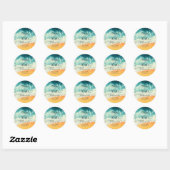Hedendaagse Zomer Ocean Beach bruiloft Ronde Sticker (Vel)
