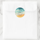 Hedendaagse Zomer Ocean Beach bruiloft Ronde Sticker (Tas)