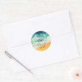 Hedendaagse Zomer Ocean Beach bruiloft Ronde Sticker (Envelop)