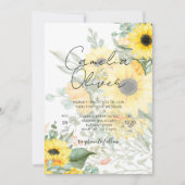 Hedendaagse Zonnebloemen Foto Trouw Uitnodiging (Voorkant)