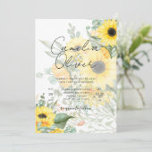 Hedendaagse Zonnebloemen Foto Trouw Uitnodiging (Staand voorkant)