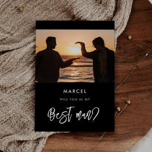 Hedendaagse zwart Best man voorstel fotokaart Kaart