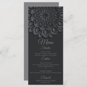 Hedendaagse zwart papier gesneden mandala bruiloft menu (Voorkant / Achterkant)