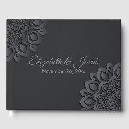 Hedendaagse zwart papier gesneden mandala gastenboek