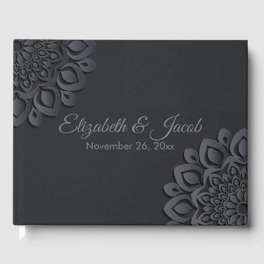 Hedendaagse zwart papier gesneden mandala gastenboek (Voorkant)