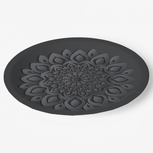 Hedendaagse zwart papier gesneden mandala papieren bordje (Gekanteld)