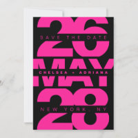 Hedendaagse zwart roze gedurfde typografie bruilof