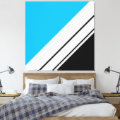 Hedendaagse Zwart Sky Blauw Wit Racing Stripes Canvas Afdruk (Insitu (Slaapkamer))